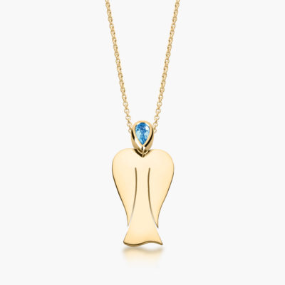 MyAngel Schutzengel-Anhänger mit Aquamarin in Gelbgold mit Kette (large)