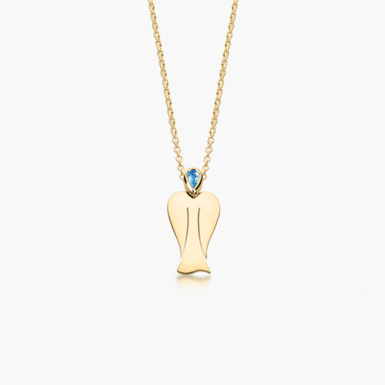 MyAngel Schutzengel-Anhänger mit Aquamarin in Gelbgold mit Kette (small)