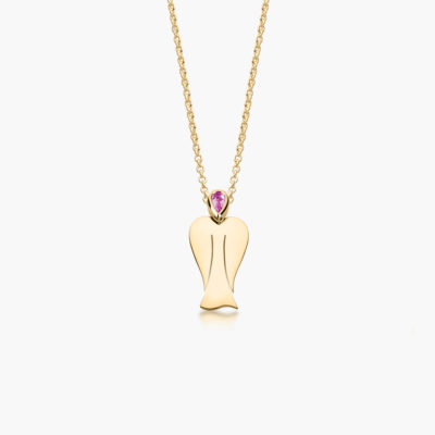 MyAngel Schutzengel-Anhänger mit Rosa Saphir in Gelbgold mit Kette (small)