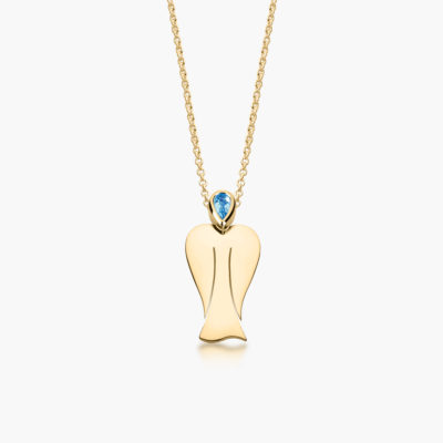 MyAngel Schutzengel-Anhänger mit Aquamarin in Gelbgold mit Kette (medium)