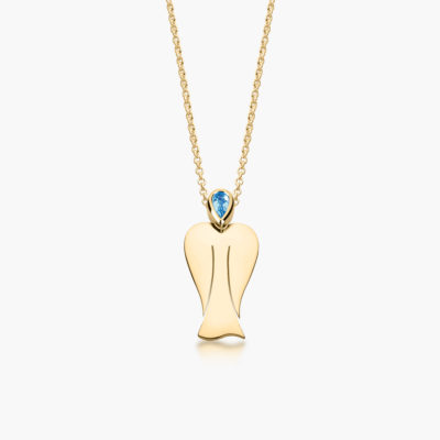 MyAngel Schutzengel-Anhänger mit Aquamarin in Gelbgold mit Kette (medium)