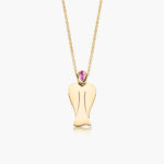 MyAngel Schutzengel-Anhänger mit Rosa Saphir in Gelbgold mit Kette (medium)