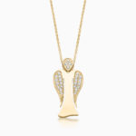 MyAngel partly pavé diamond guardian angel pendant