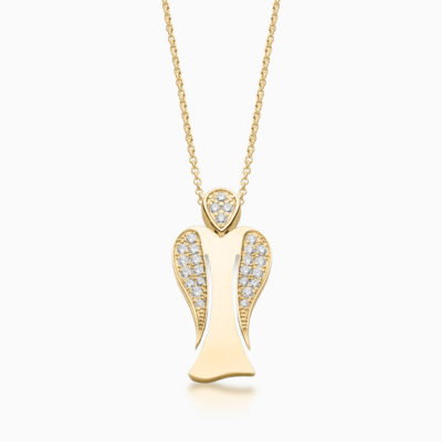 MyAngel partly pavé diamond guardian angel pendant