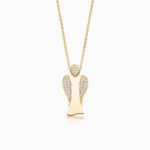 MyAngel partly pavé diamond guardian angel pendant