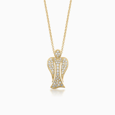 MyAngel Schutzengel-Anhänger mit Brillant-Vollpavée in Gelbgold mit Kette (medium)