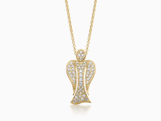 MyAngel pavé diamond guardian angel pendant