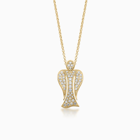 MyAngel Schutzengel-Anhänger mit Brillant-Vollpavée in Gelbgold mit Kette (medium)