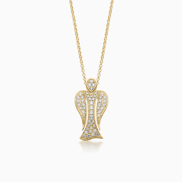 MyAngel Schutzengel-Anhänger mit Brillant-Vollpavée in Gelbgold mit Kette (medium)