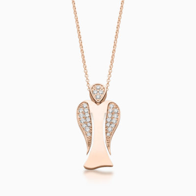 MyAngel Schutzengel-Anhänger mit Brillant-Teilpavée in Rosègold mit Kette (large)