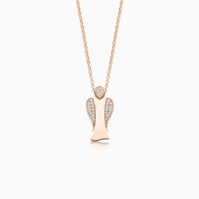 MyAngel partly pavé diamond guardian angel pendant