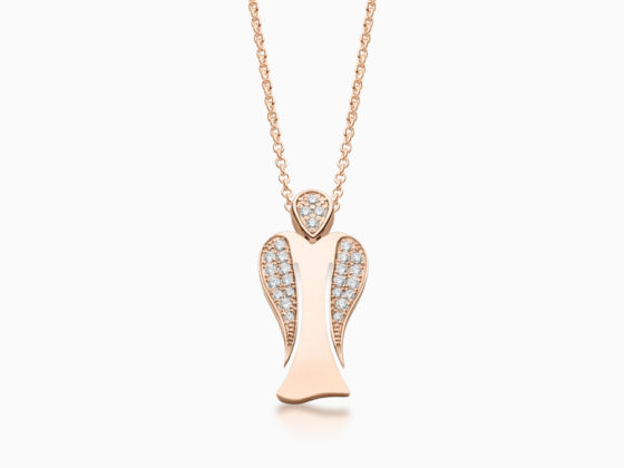 MyAngel partly pavé diamond guardian angel pendant