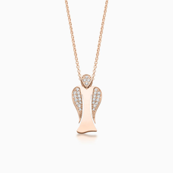 MyAngel partly pavé diamond guardian angel pendant