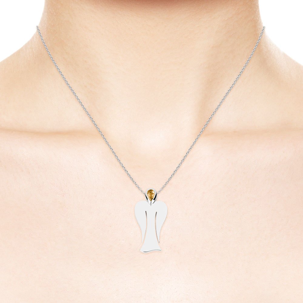 MyAngel precious stone guardian angel pendant in silver