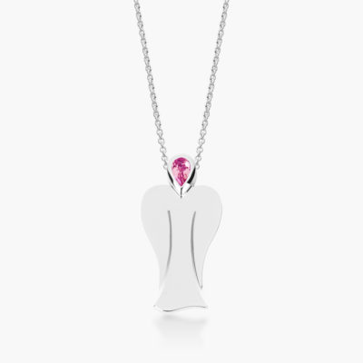 MyAngel Schutzengel-Anhänger mit Rosa Turmalin in Silber mit Kette (large)