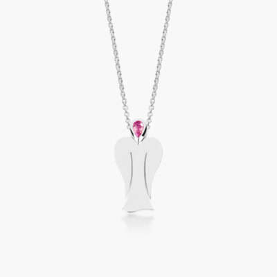 MyAngel Schutzengel-Anhänger mit Rosa Turmalin in Silber mit Kette (medium)