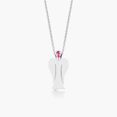 MyAngel Schutzengel-Anhänger mit Rosa Turmalin in Silber mit Kette (medium)