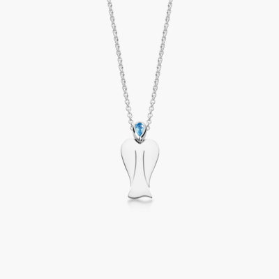 MyAngel Schutzengel-Anhänger mit Aquamarin in Weißgold mit Kette (small)