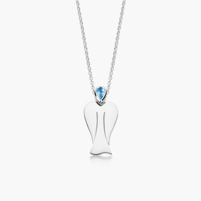 MyAngel Schutzengel-Anhänger mit Aquamarin in Weißgold mit Kette (medium)