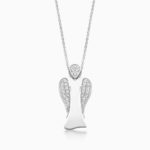 MyAngel partly pavé diamond guardian angel pendant