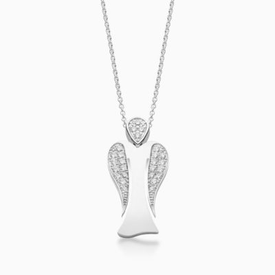 MyAngel partly pavé diamond guardian angel pendant