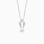 MyAngel partly pavé diamond guardian angel pendant