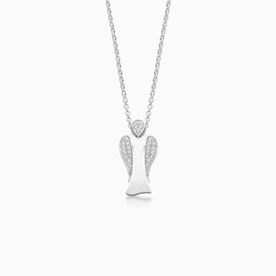 MyAngel partly pavé diamond guardian angel pendant