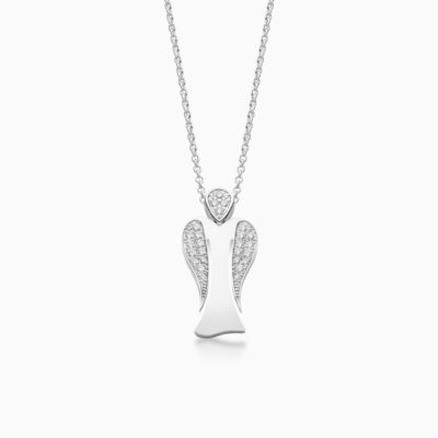 MyAngel partly pavé diamond guardian angel pendant