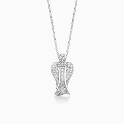 MyAngel Schutzengel-Anhänger mit Brillant-Vollpavée in Weißgold mit Kette (medium)